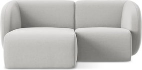 Jasnoszary aksamitny narożnik (lewostronny/z szezlongiem) Lani – Makamii