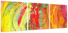 Obraz abstrakcji - malarstwo (z zegarem) (90x30 cm)