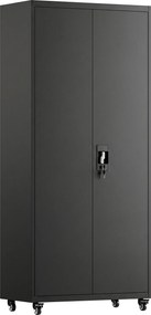 HOMCOM Szafa metalowa zamykana na kółkach, 5 regulowanych półek, ze stali, 80 x 40 x 180 cm Czarny | Aosom PL