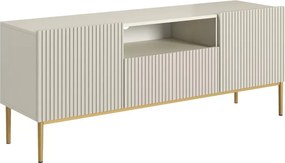 Szafka RTV Nicole 150 cm z szufladą i wnęką - kaszmir / złote nóżki