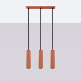 Lampa wisząca KARBON 3L ochra czerwona ryflowana SOLLUX  LIGHTING