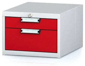 Kontenerek warsztatowy na narzędzia do stołów MECHANIC, 2 szuflady, 480 x 600 x 351 mm, czerwone drzwi