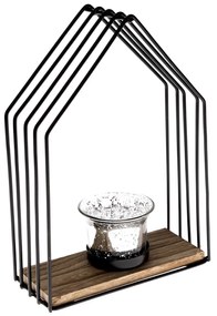Metalowy świecznik Celestial house czarny, 15 x 22x 6,5 cm