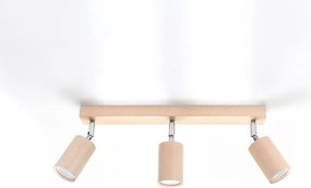 Plafony skandynawski Vorix, drewno - 3 źródło światła 4000K - L.45 x H.20 cm - naturalne drewno