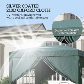 Outsunny Pawilon Składany 3x3m Zielony z 4 Ścianami | Aosom PL