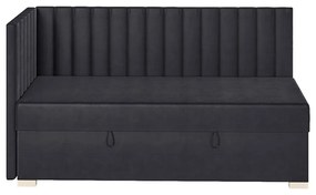 Ciemnoniebieskie narożne łóżko dziecięce ze schowkiem i materacem 90x200 cm Snugi – Ghado