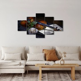 Obraz - Róże i skrzypce (125x70 cm)