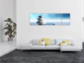 Obraz piasku, lilii i kamieni spa (170x50 cm)