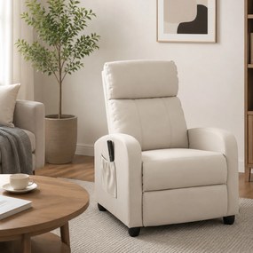 HOMCOM Fotel relaks fotel TV z wibracyjnym masażem, funkcja leżanki, 2 punkty masażu, pilot, 68 x 88 x 98 cm kremowy | Aosom PL
