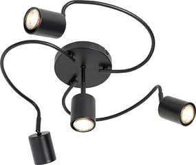 Nowoczesny plafon z reflektorami czarny regulowany 4-punktowy - Java