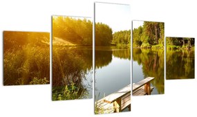 Obraz - Jezioro w pobliżu lasu (125x70 cm)