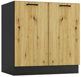 Szafka pod zlewozmywak 80 cm grafit + dąb artisan - Coleo 12X