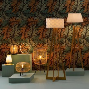 Lampa stołowa z bambusową podstawką