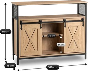 Komoda ARLO 100 cm z Półkami Dąb/Czarny Loftowa