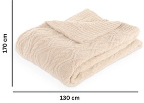 Koc z mikropluszu w kolorze kości słoniowej 130x170 cm Aspen – Tiseco Home Studio