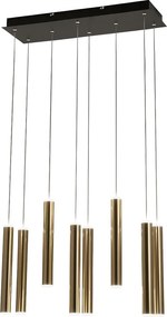Lampa wisząca Fabas Luce Prado z 8 światłami - 52 W, ściemnialna dioda LED - mosiężny, liniowy design