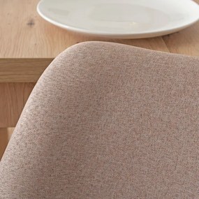 Zestaw Stół Prostokątny Rozkładany SKUBI 120-160 cm Dąb Artisan i 4 Krzesła Tapicerowane do Jadalni NEVEL Beżowe Skandynawskie