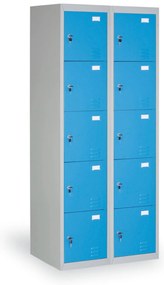 Szafka skrytkowa S2, 10 schowków, 1820 x 760 x 500 mm, demontaż, zamek cylindryczny, drzwi niebieskie