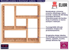 Drewniana półka z 5 przegródkami - Arctis