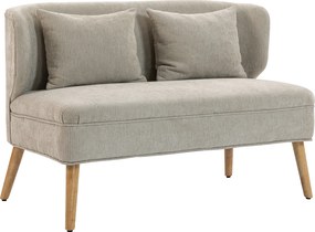 HOMCOM Dwuosobowa sofa, mała sofa z tkaniny chenille z oparciem skrzydłowym, grubym siedziskiem i nogami z drewna kauczukowego, beżowa | Aosom PL