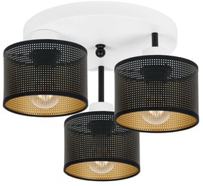 Lampa sufitowa biała trzypunktowa z czarnymi abażurami B-3030WE-SC E27