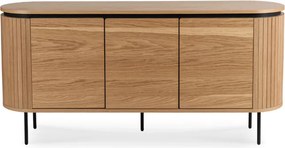 Komoda do Salonu BECK 160 cm Dąb Trzydrzwiowa Ryflowana Nowoczesna