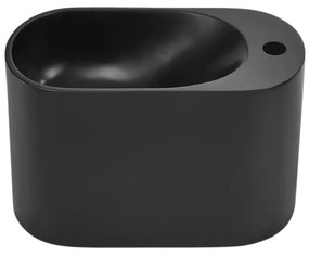 Umywalka z kamienia syntetycznego nablatowa / wisząca owalna czarna 45 x 22 cm OVELA Black