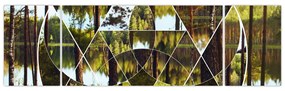 Obraz - Geometryczny kolaż na tle nordyckich lasów (170x50 cm)