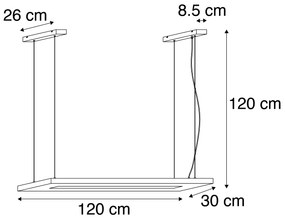 Drewniana lampa wisząca 120 cm w tym LED z pilotem - Ajdin Nowoczesny Oswietlenie wewnetrzne