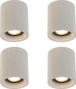 Zestaw 4 rustykalnych reflektorów sufitowych betonowych okrągłych - Deep