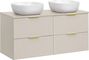 Podwójna szafka łazienkowa z umywalkami nablatowymi Adel 120 cm, kaszmir