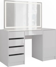 Stół toaletowy biały/biały wysoki połysk 128.2x50.1x76 sherry