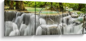 Obraz wodospadów (z zegarem) (90x30 cm)