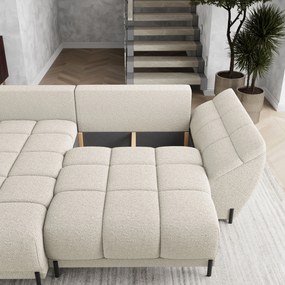 Masseno Narożnik VESTANO  z funkcją spania i pojemnikiem na pościel Narozniki L, Rozkładana sofa - Kremowy, QUELLE 02