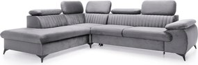 Masseno Narożnik FIORE z funkcją spania i pojemnikiem na pościel Narozniki L, Rozkładana sofa - Szary, MONOLITH 85