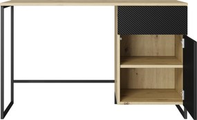 Biurko Asha 120 cm z szufladą - artisan / czarny mat / czarny stelaż
