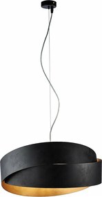 Astro - lampa wisząca z czarnego lakierowanego żelaza, czarna dekoracja zewnętrzna i stare złoto wewnątrz, regulowany kabel stalowy, 2 światła