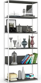 Regał loft AKORD metalowy Biały 80 cm kolor Szary mat 6 półek 80x32x192 cm