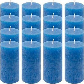 Zestaw świec rustykalnych, 10 cm, Ø 5 cm, niebieskie, 16 szt