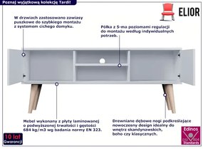 Biała szafka RTV na nóżkach - Tardi 4X 120 cm