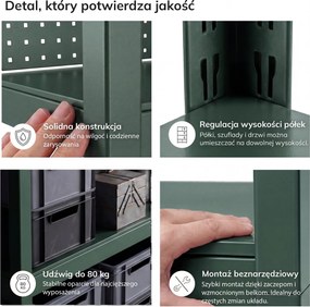 Regał metalowy z szafkami zielony, 1800x800x420 mm: JOHNNY