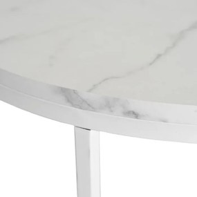 Stolik Kawowy z Półką BEST 70 cm Biały Marmur/Biały Japandi