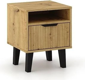 Szafka Nocna Scandi 1S Slim |Dąb Artisan | 39x40x48 cm| Szafka Nocna ryflowana | Nowoczesny styl