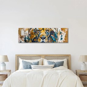 Obraz - Abstrakcyjny obraz olejny z lwem (170x50 cm)