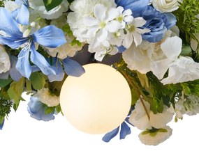 Bohemska lampa sufitowa czarna z kolorowymi kwiatami niebiesko-białymi - Flower PowerBoho Oswietlenie wewnetrzne