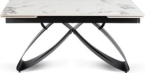 Stół Rozkładany Prostokątny LUIGI 160-240 cm Ceramiczny Biały Marmur/Czarny do Jadalni Loft