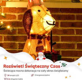 Outsunny Dekoracja świąteczna, podświetlony szczeniak z 74 ciepłymi białymi diodami LED, 64 x 20 x 70 cm, żółty | Aosom PL