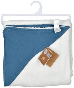 Niebieski muślinowy ręcznik dziecięcy z kapturem 75x75 cm – Bébé Douceur
