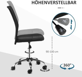 Vinsetto Krzesło Biurowe Czarne Siatkowe Regulowana Wysokość Komfortowa Praca i Nauka | Aosom PL