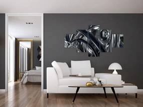 Obraz szarej abstrakcji z niebieskim (125x70 cm)